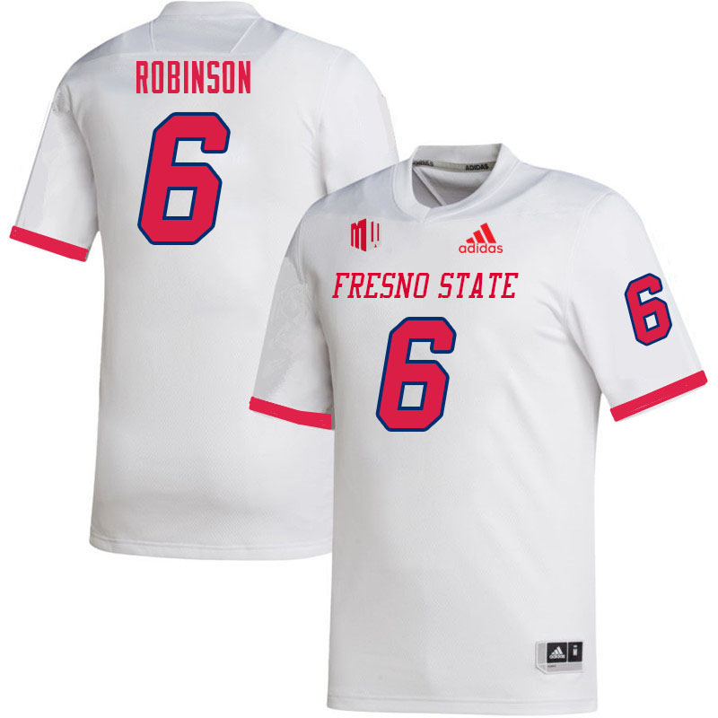 Men #6 Matt Robinson Fresno State Bulldogs College Football Jerseys Sale-White - Click Image to Close